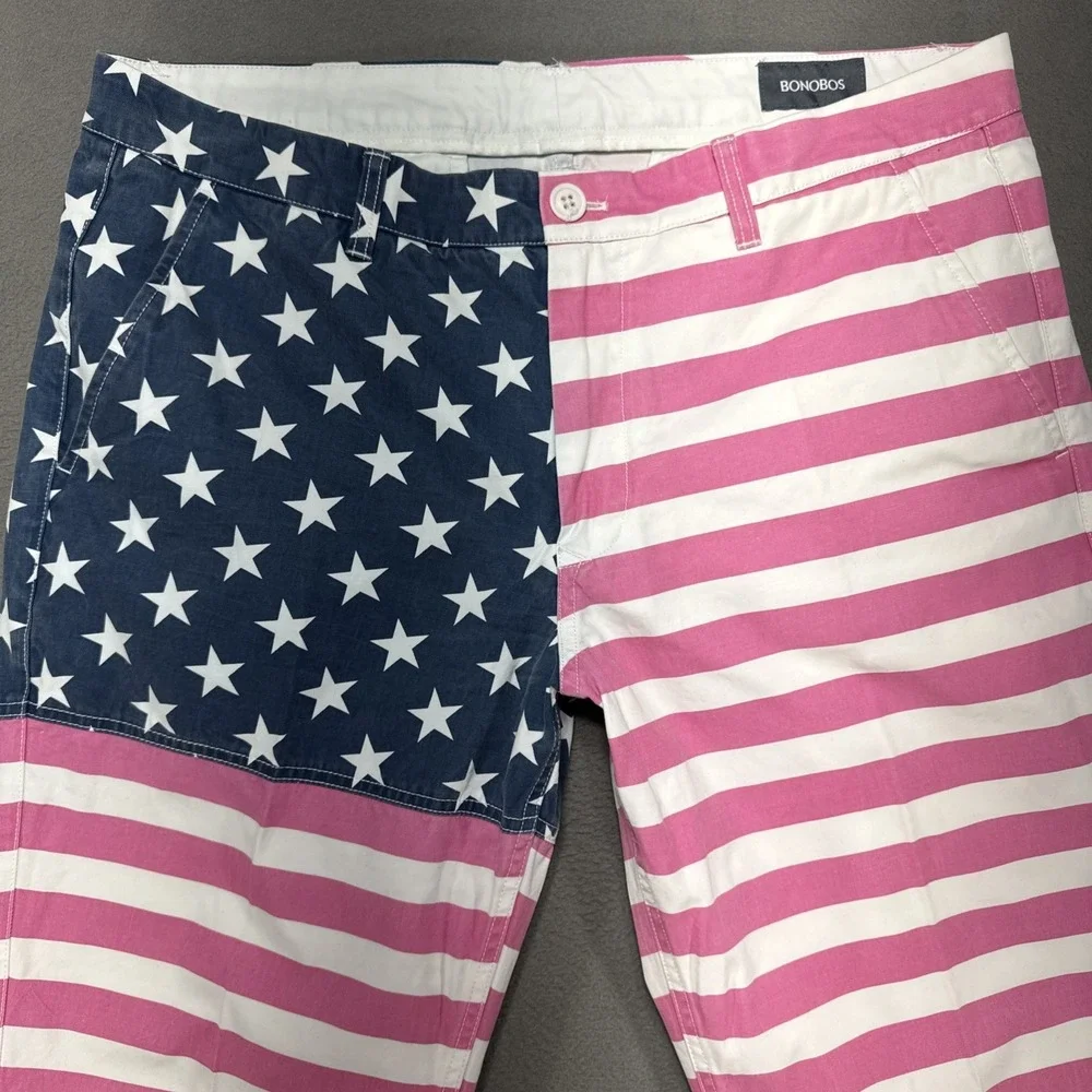 Bonobos Pants Mens Sz 36x34 Straight Flag Stars Stripes Patriotic Faded Festival